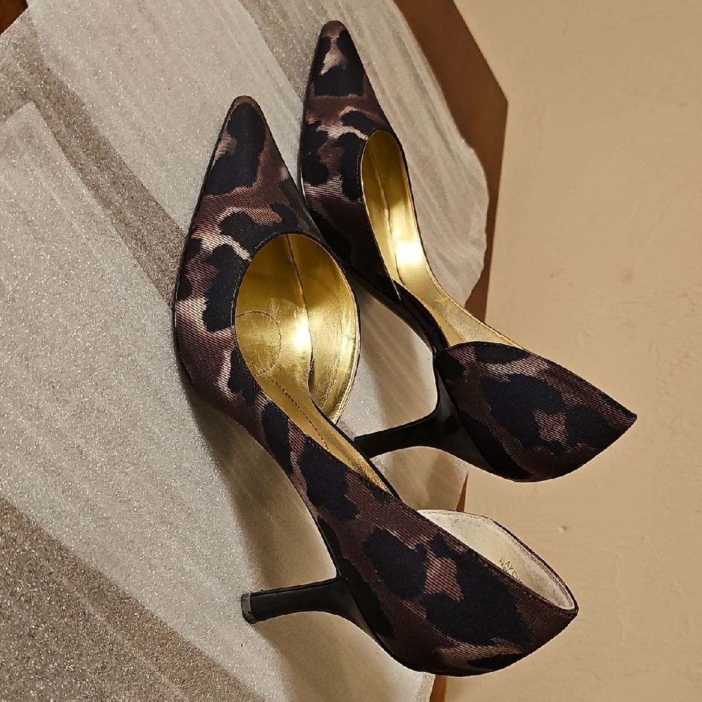 Anne Klein Pumps Christa Brown Black Tan Multi Fabric Upper 8.5
